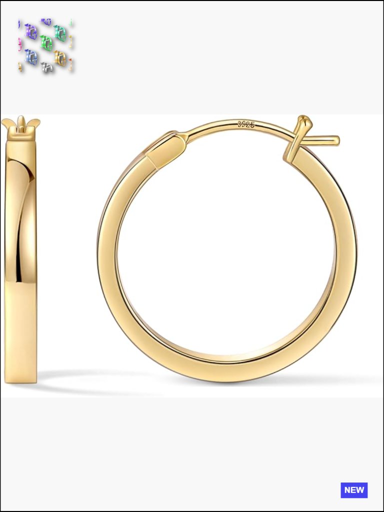 14k Gold Plated Hoop Earrings With Sterling Silver Post Lightweight